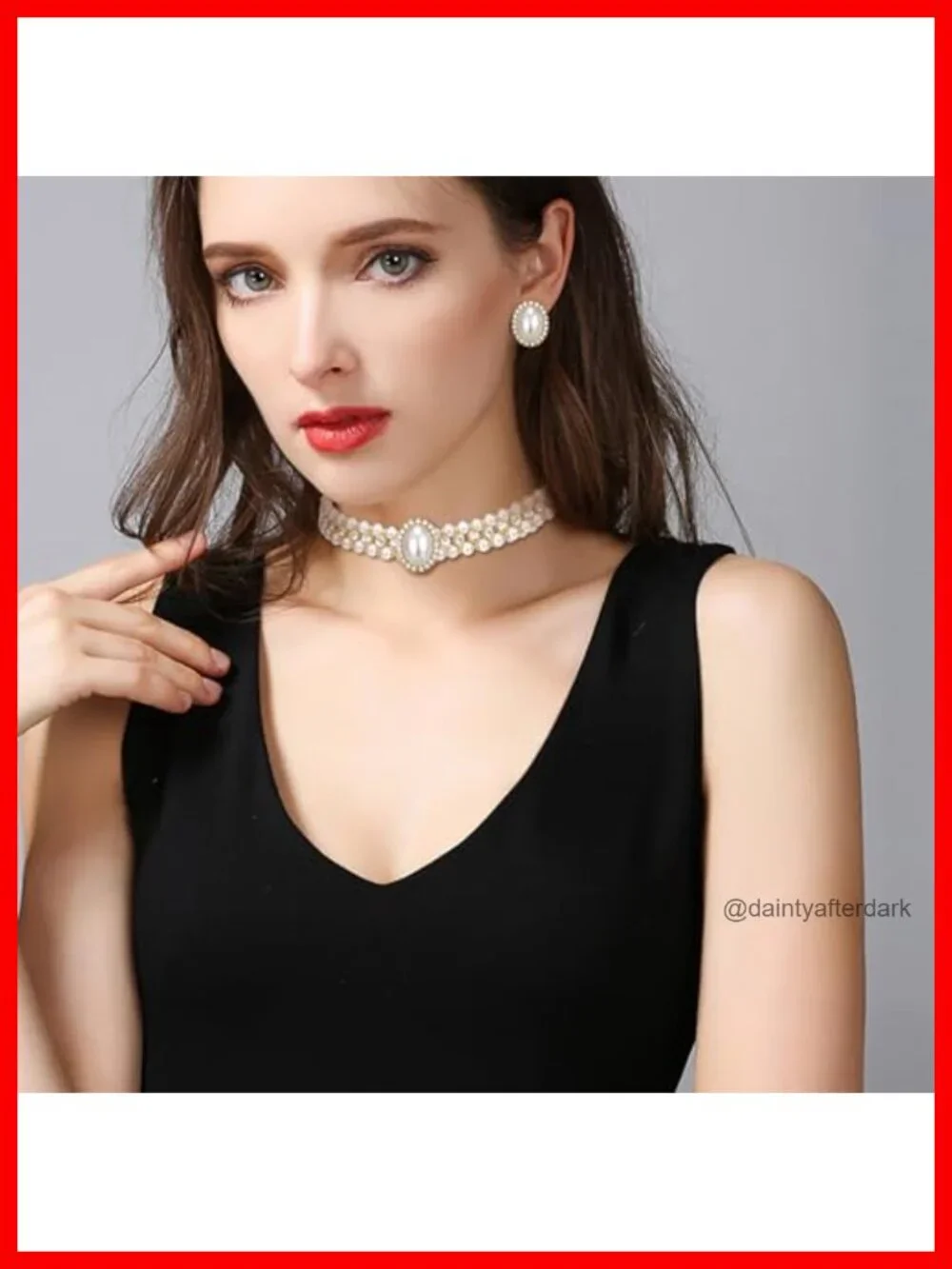 Vintage Inspired Crystal Simulated Pearl Choker Necklace Earrings Bracelet